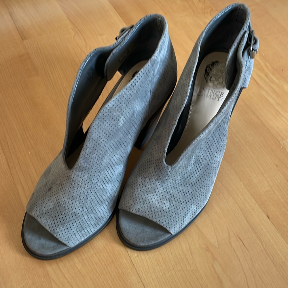 Vince Camuto suede pinhole mule booties heels